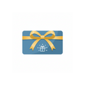 Gift card with a blue background and gold ribbon on a white background